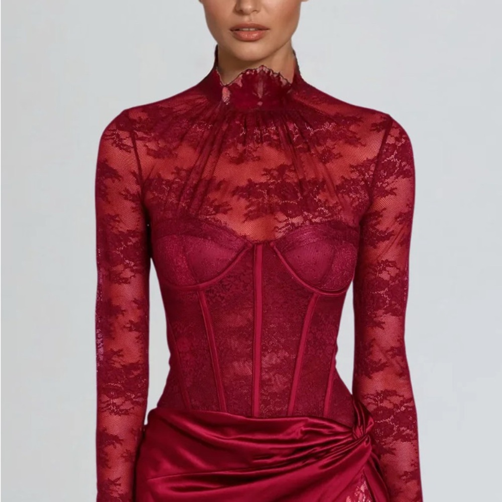 Mew Mews Cynosure Stand Collar Lace Dress In Red Valentines Day Dress Size Small